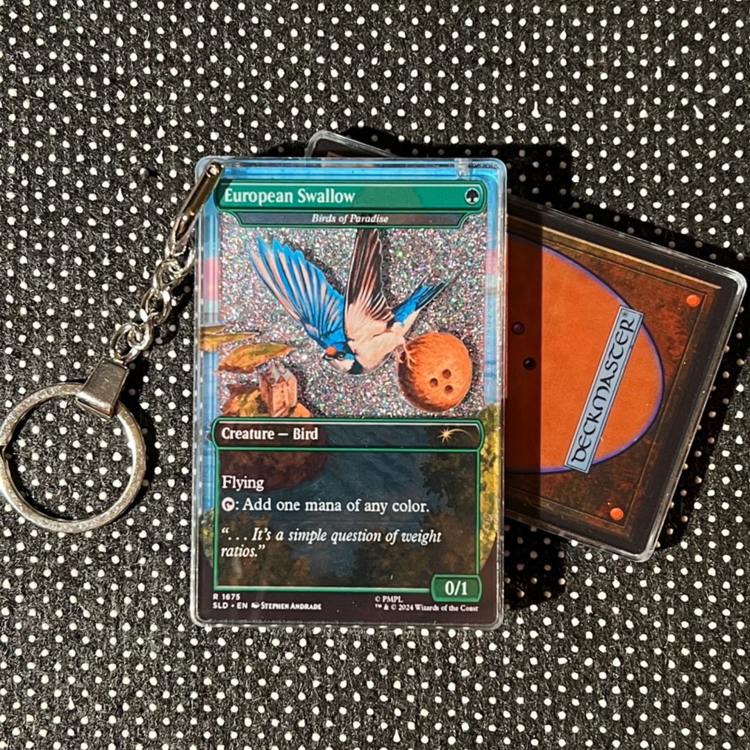 European Swallow Magic the Gathering Card Quicksand Keychain
