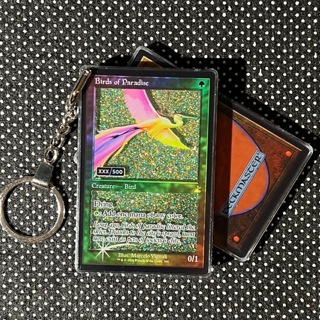 Birds of Paradise Magic the Gathering Card Quicksand Keychain