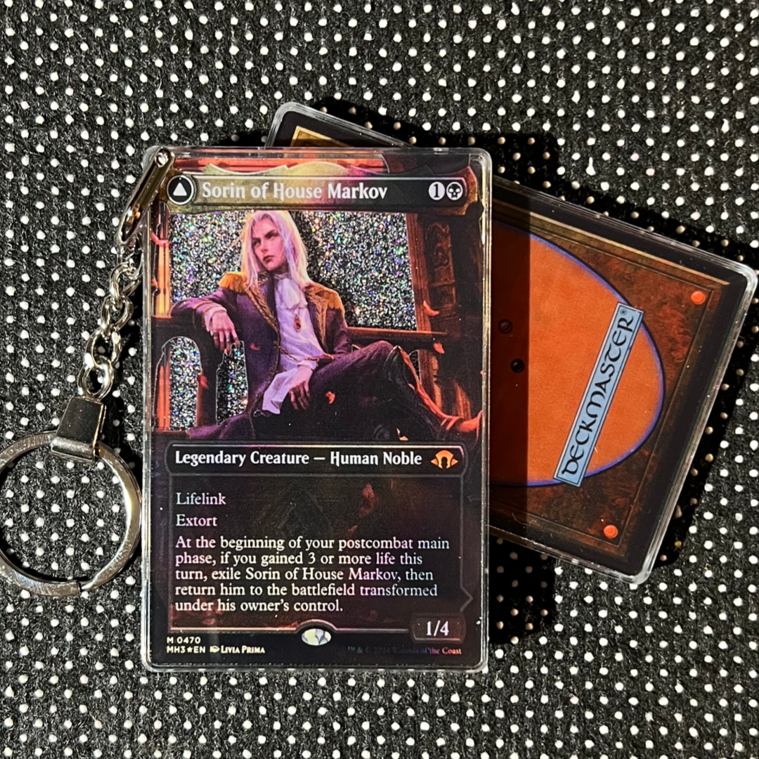 Sorin of House Markov Magic the Gathering Card Quicksand Keychain