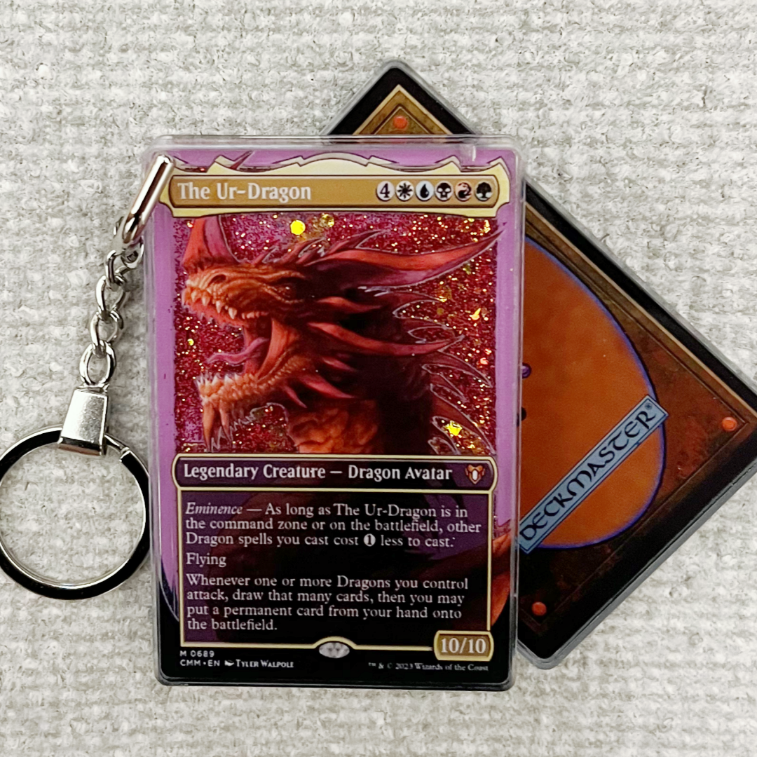 The Ur-Dragon Magic the Gathering Card Quicksand Keychain