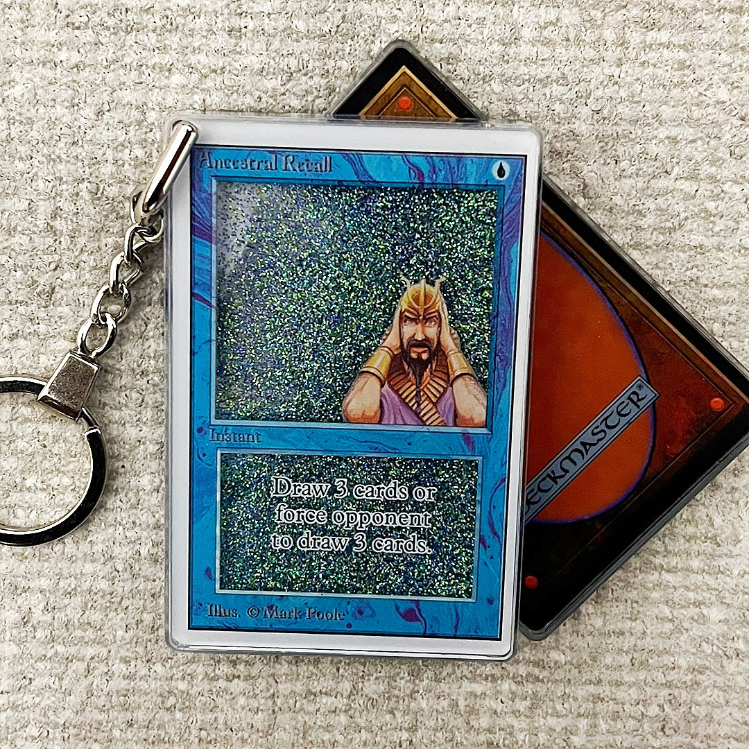 Ancestral Recall Card Quicksand Keychain