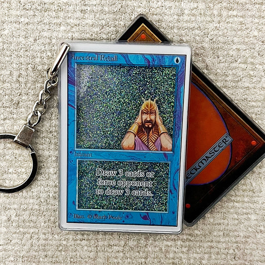Ancestral Recall Card Quicksand Keychain