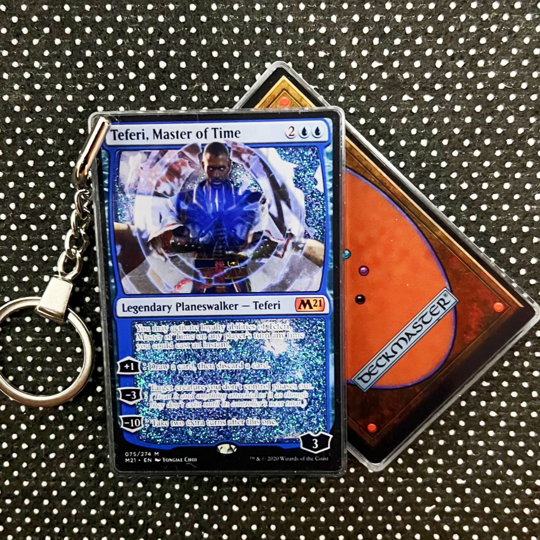 Teferi, Master of Time Magic the Gathering Card Quicksand Keychain
