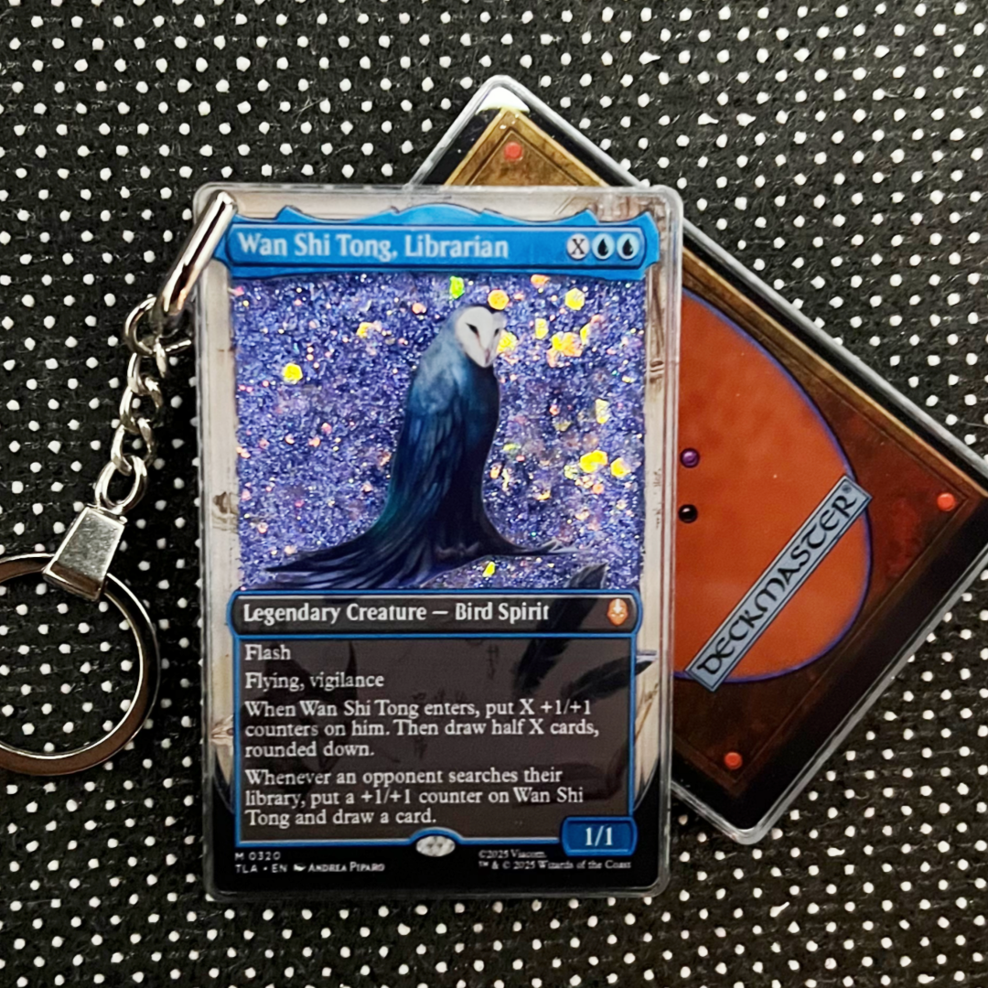Wan Shi Tong. Librarian Magic the Gathering Card Quicksand Keychain