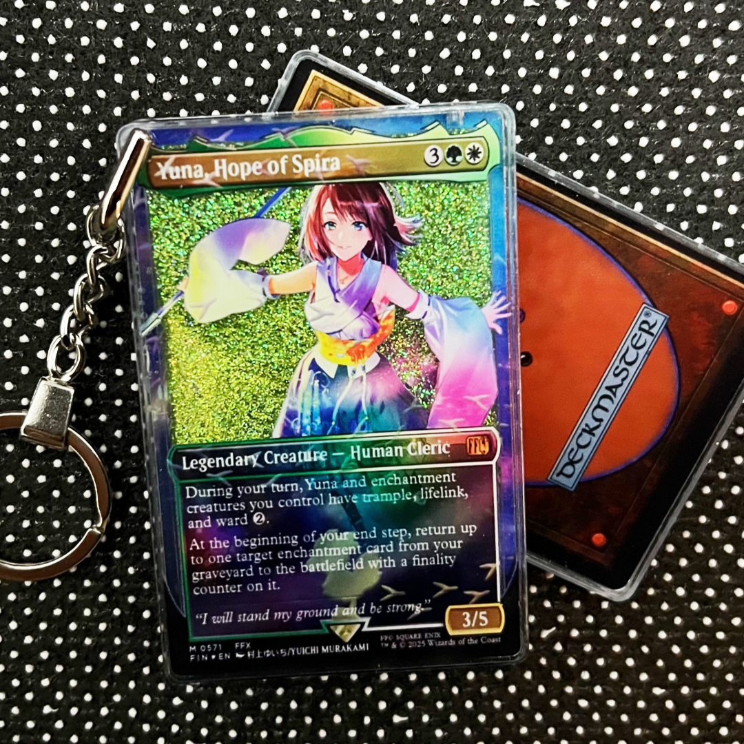 Yuna, Hope of Spira Magic the Gathering Card Quicksand Keychain