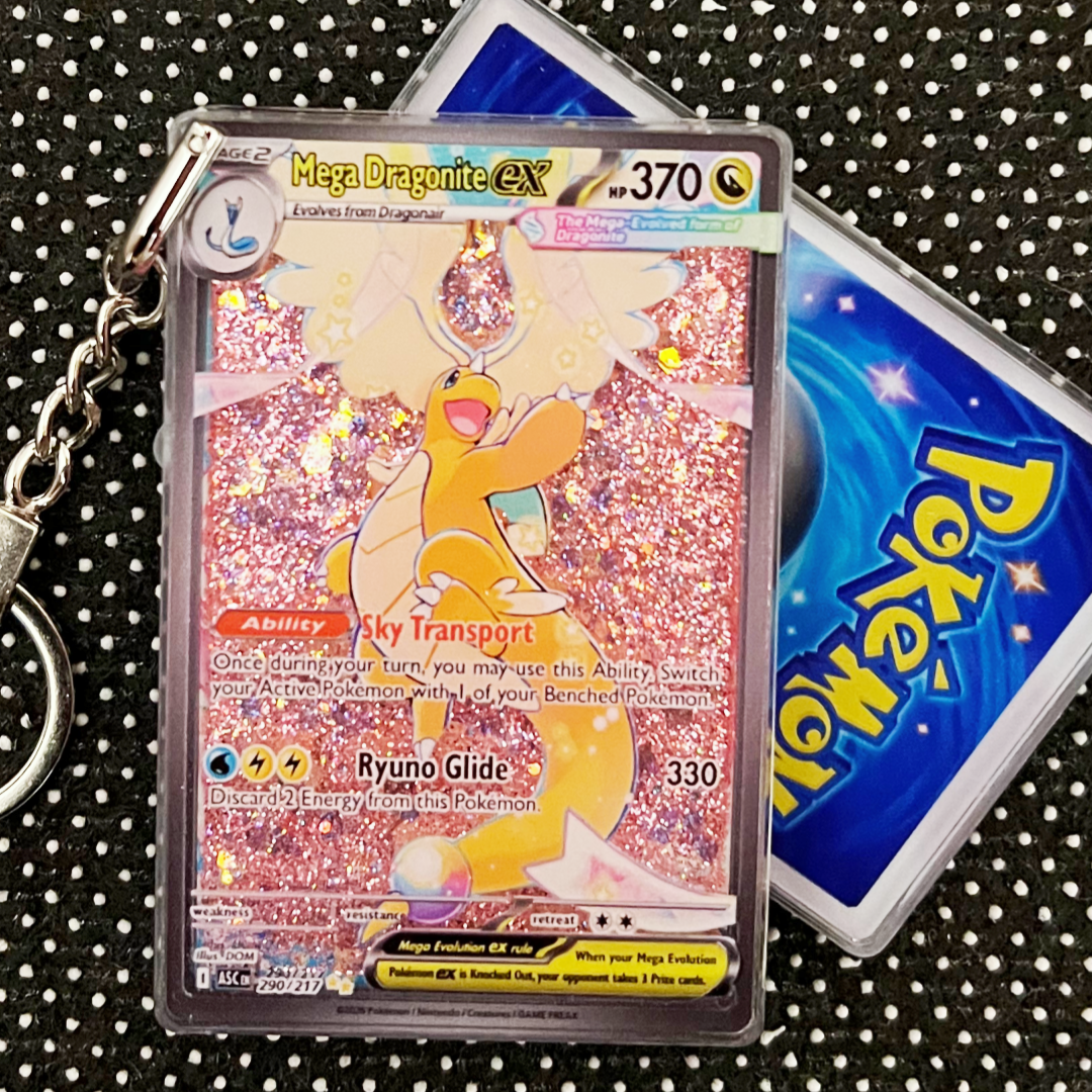 Mega Dragonite EX Card Quicksand Keychain