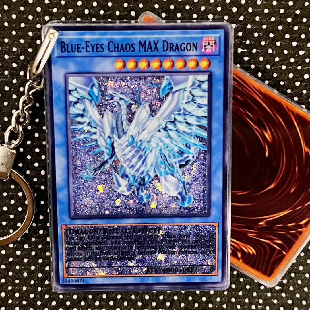 BLUE-EYES CHAOS MAX DRAGON Card Quicksand Keychain