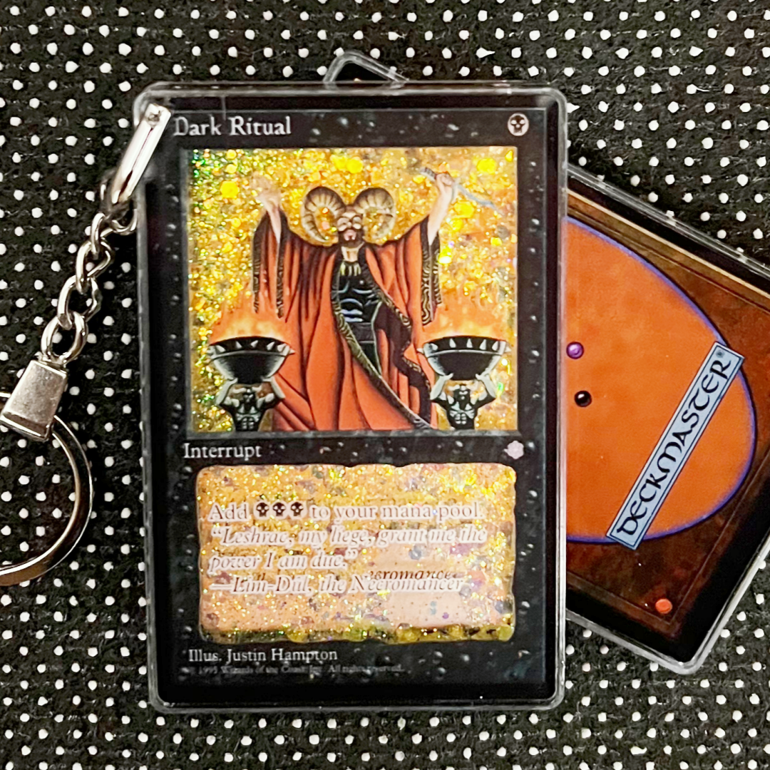 Dark Ritual Magic the Gathering Card Quicksand Keychain