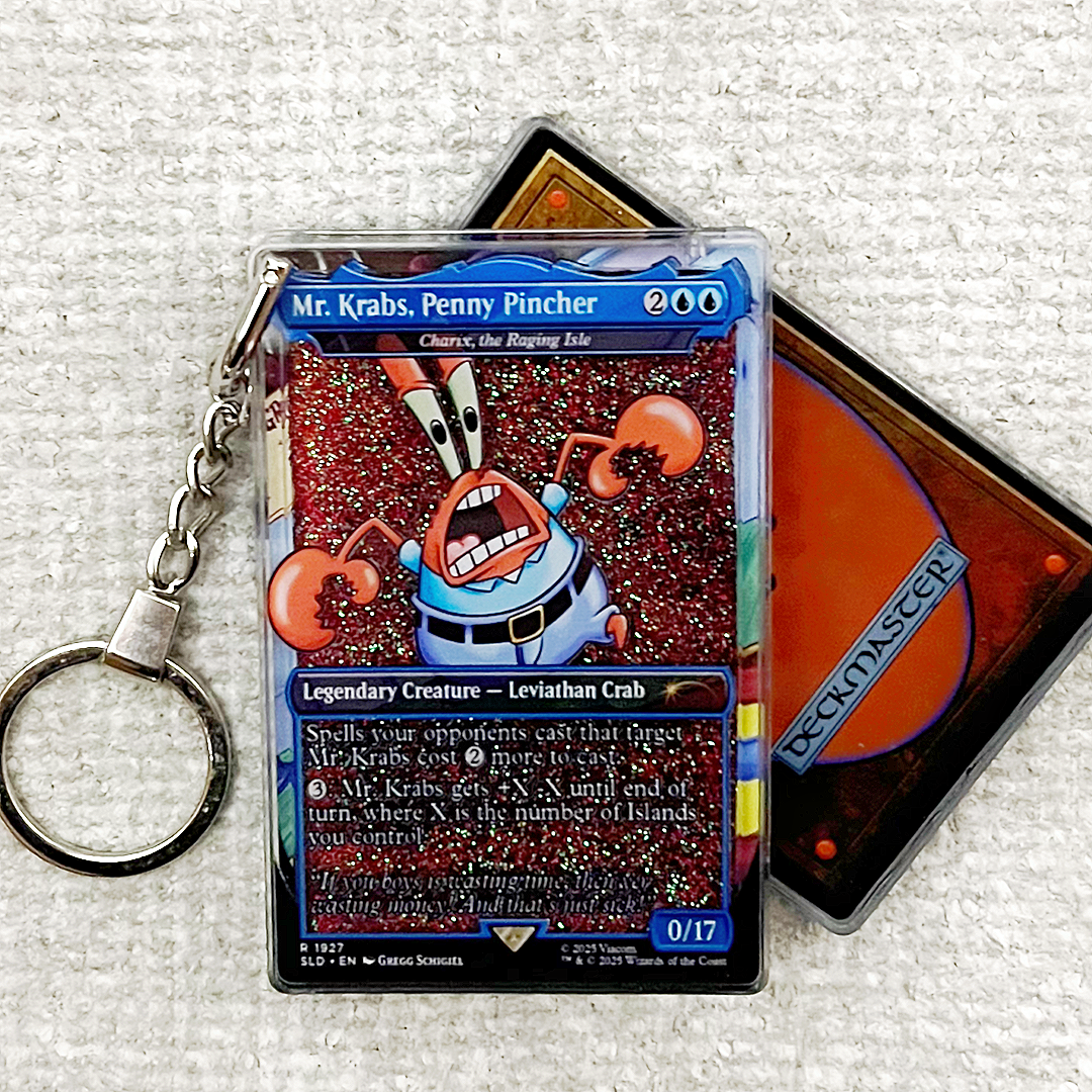 Mr. Krabs. Penny Pincher Magic the Gathering Card Quicksand Keychain