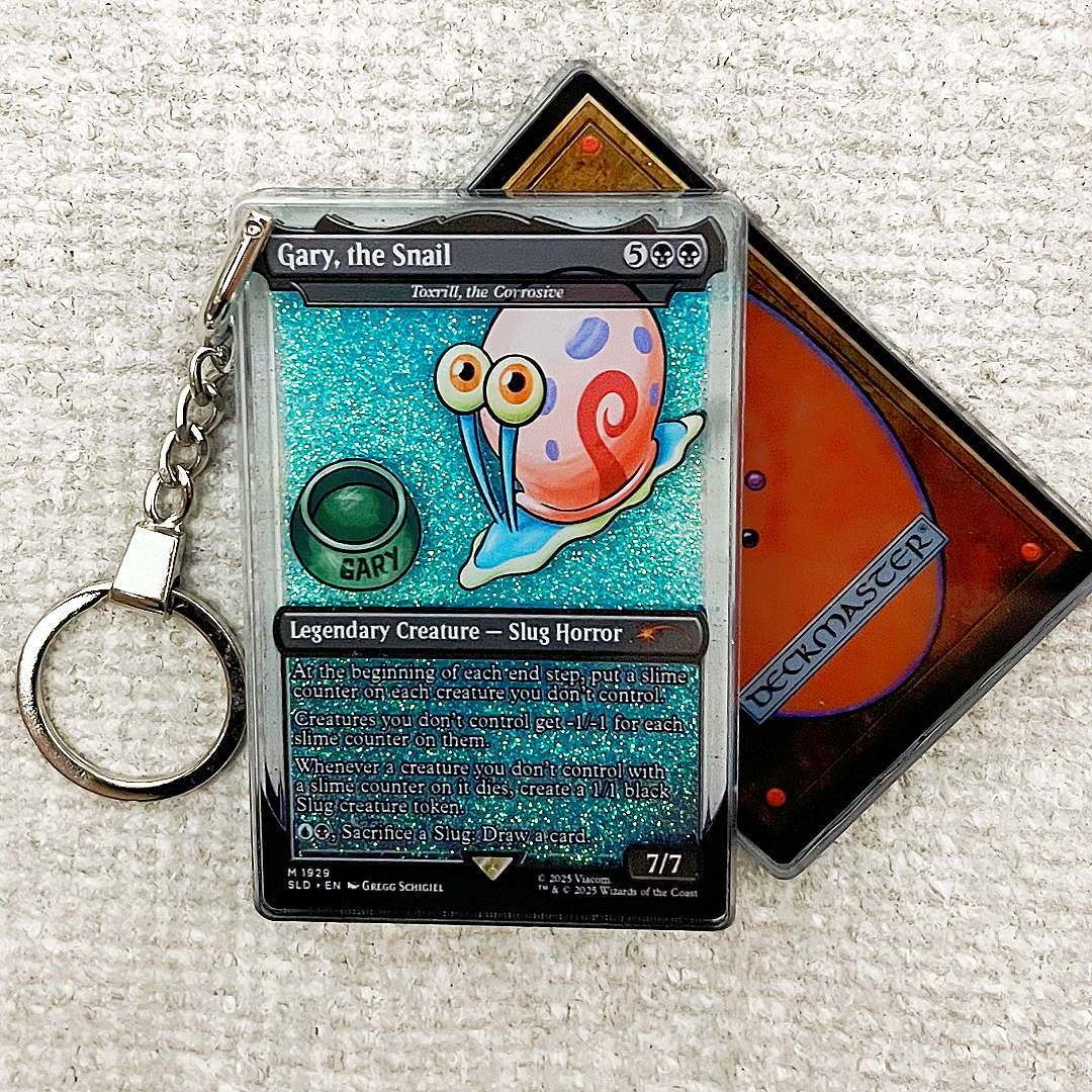 Gary, the Snail Magic the Gathering Card Quicksand Keychain