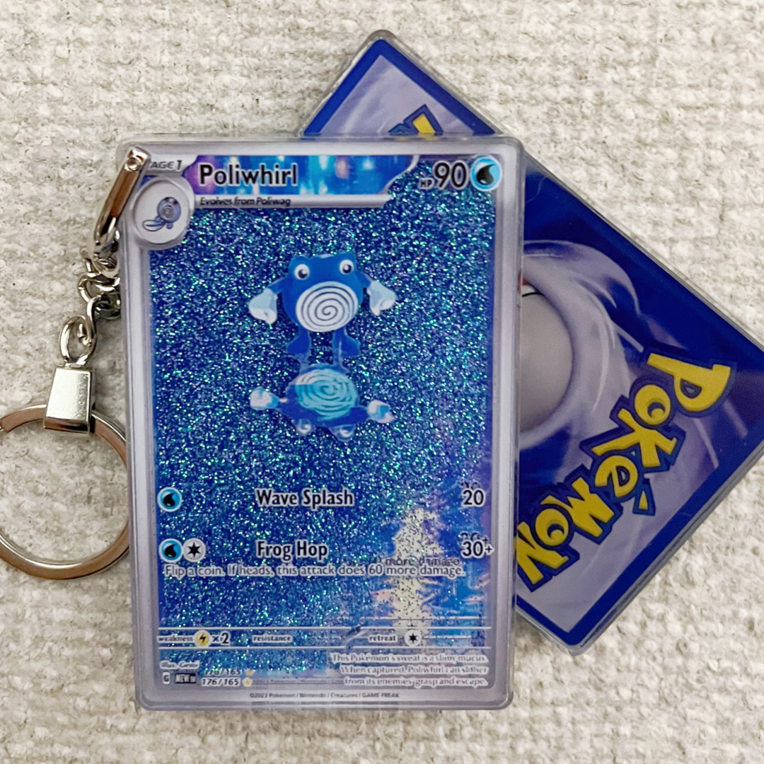 Poliwhirl Card Quicksand Keychain