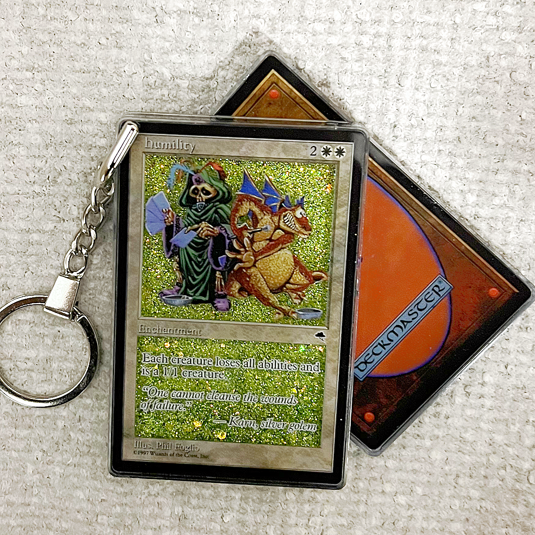 Humility Magic the Gathering Card Quicksand Keychain