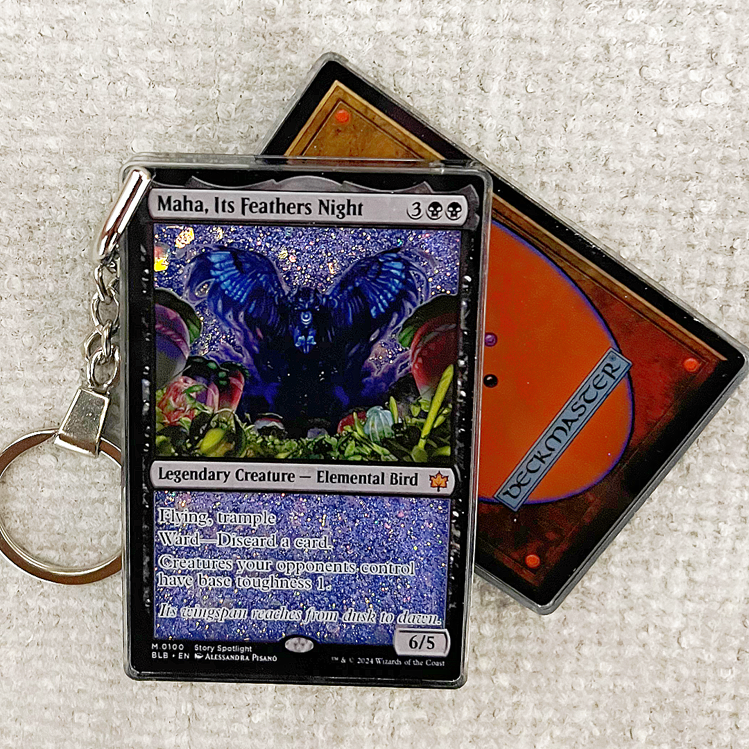 Maha, Its Feathers Night Magic the Gathering Card Quicksand Keychain