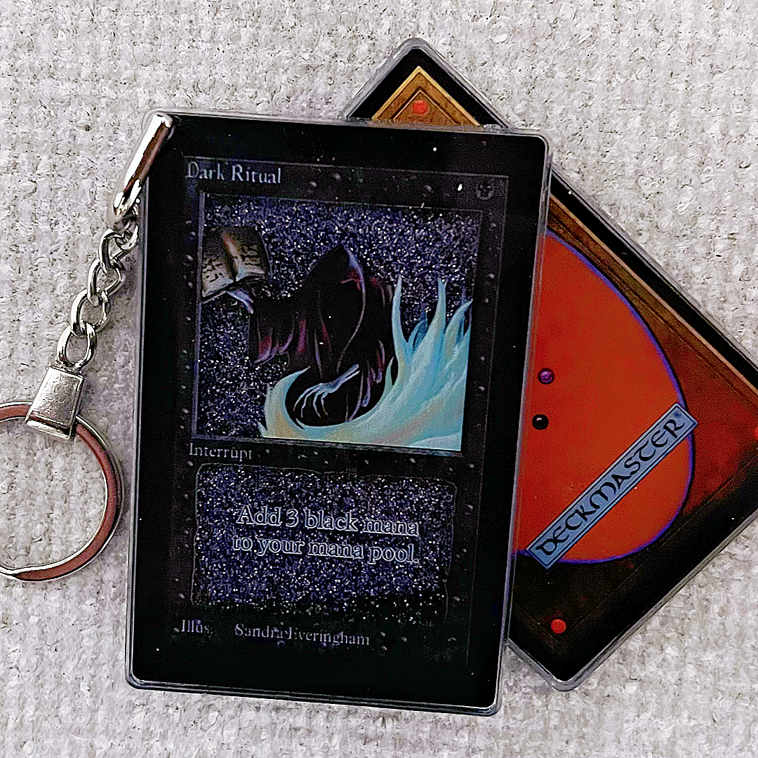 Dark Ritual Magic the Gathering Card Quicksand Keychain