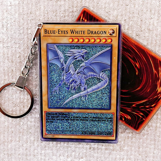 BLUE-EYES WHITE DRAGON Card Quicksand Keychain