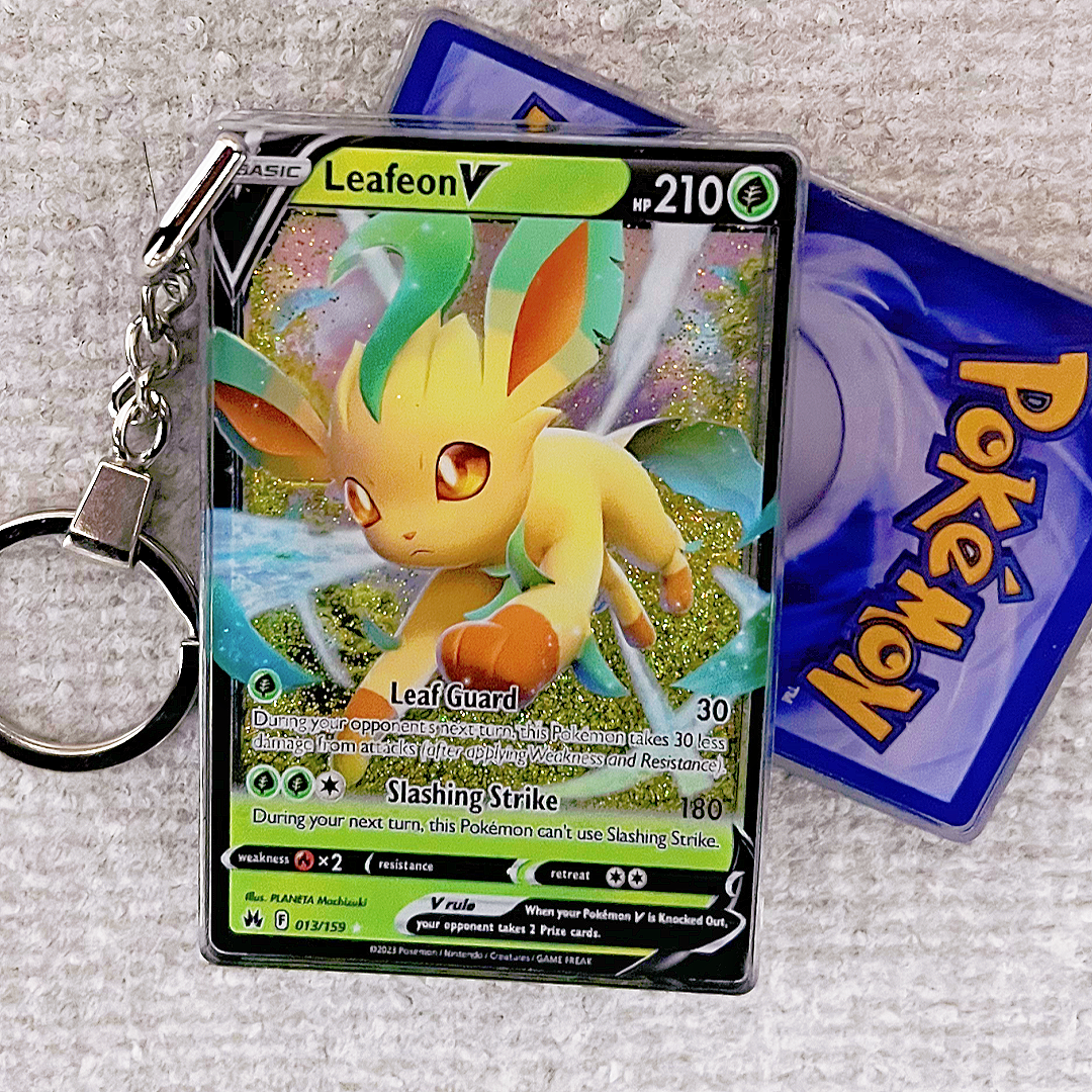 Leafeon V Card Quicksand Keychain