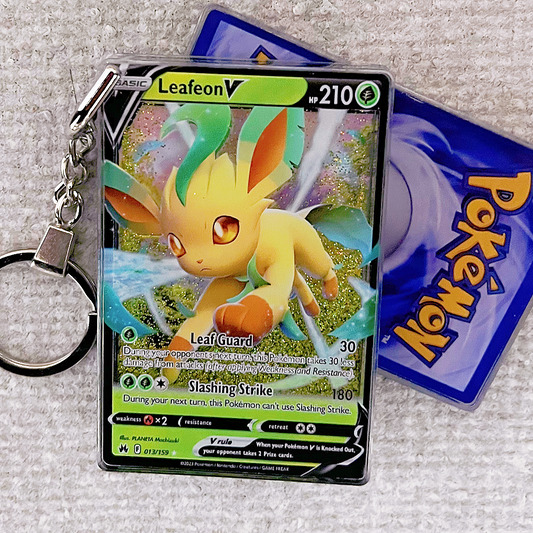 Leafeon V Card Quicksand Keychain