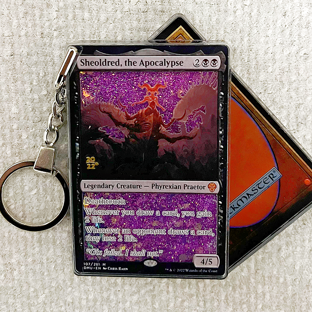 Sheoldred, the Apocalypse Magic the Gathering Card Quicksand Keychain