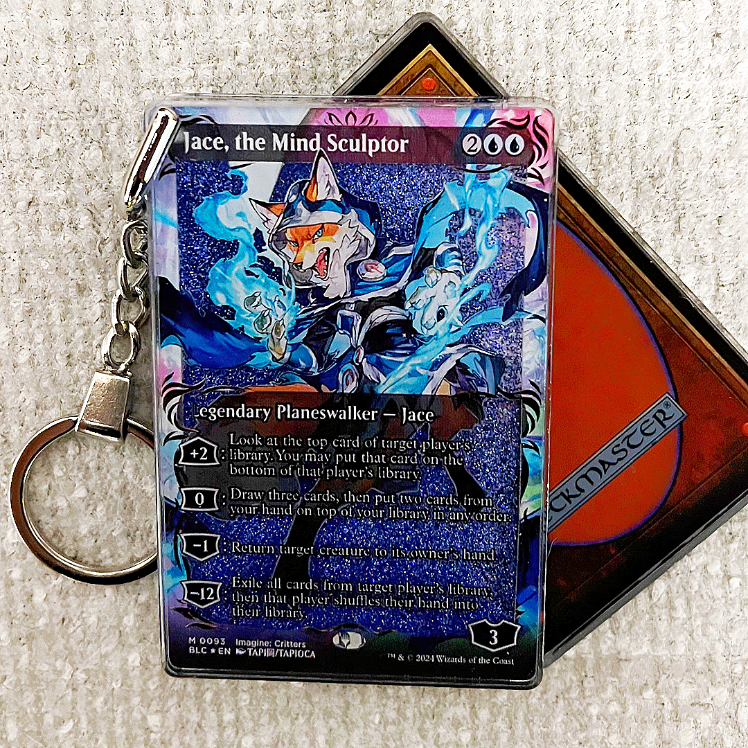 Jace, the Mind Sculptor Magic the Gathering Card Quicksand Keychain