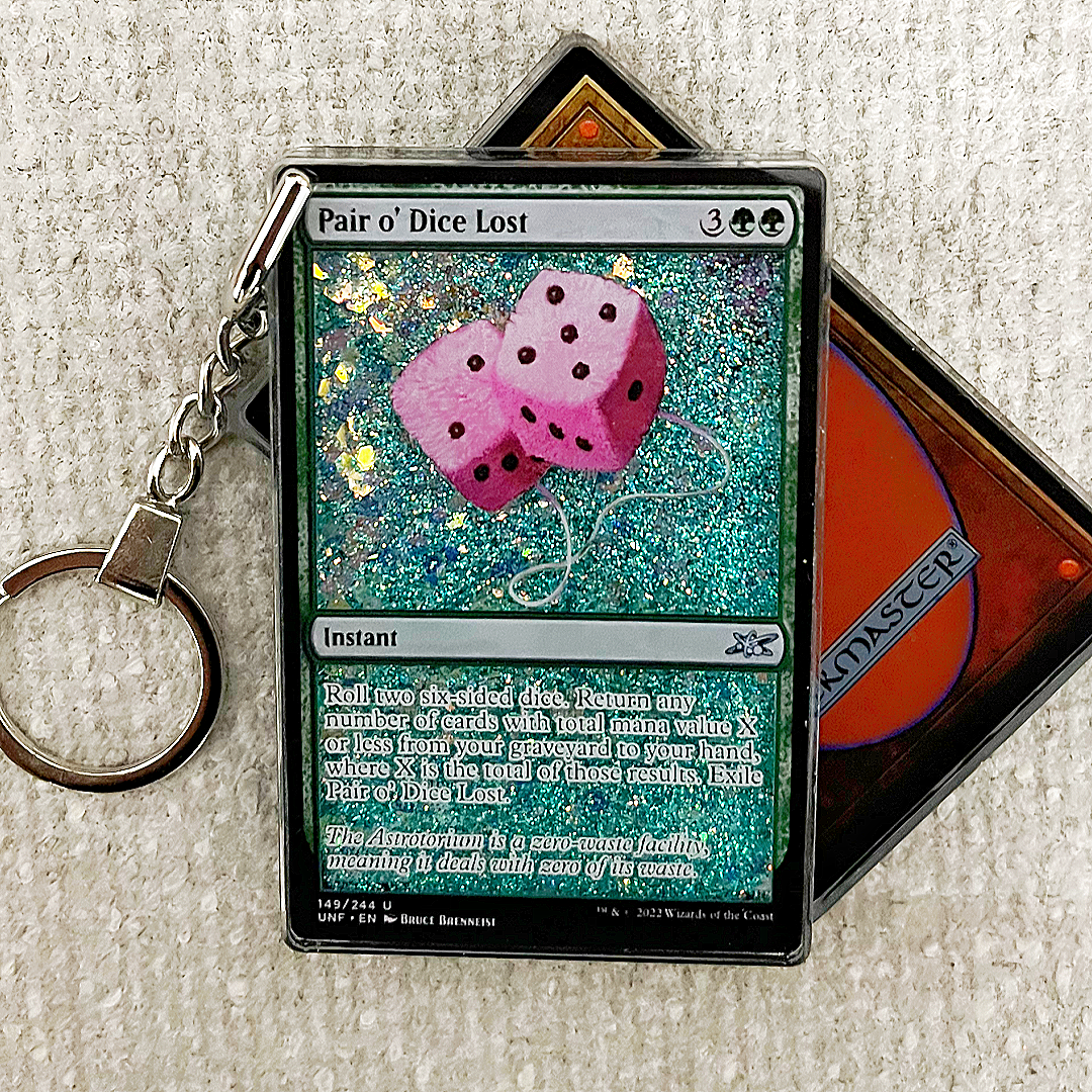 Pair o' Dice Lost Magic the Gathering Card Quicksand Keychain
