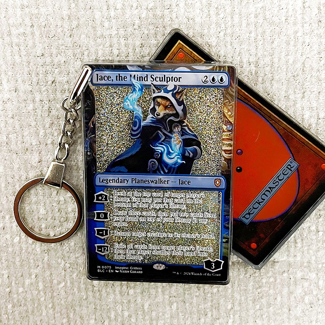 Jace, the Mind Sculptor Magic the Gathering Card Quicksand Keychain