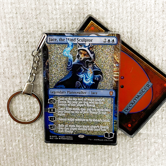 Jace, the Mind Sculptor Magic the Gathering Card Quicksand Keychain
