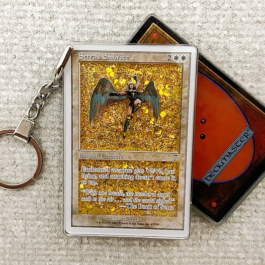 Serra's Embrace Magic the Gathering Card Quicksand Keychain