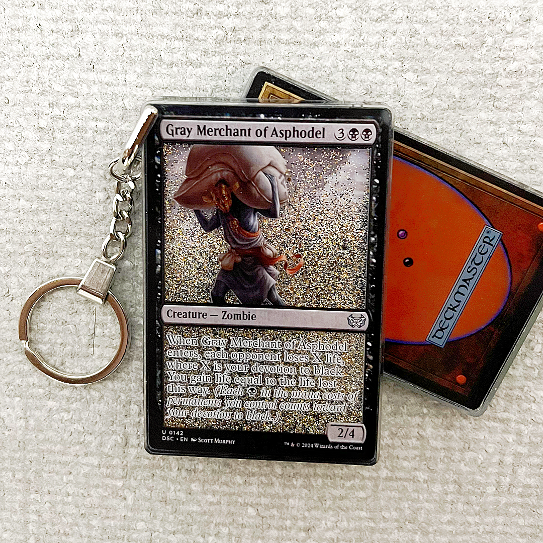 Gray Merchant of Asphodel Magic the Gathering Card Quicksand Keychain