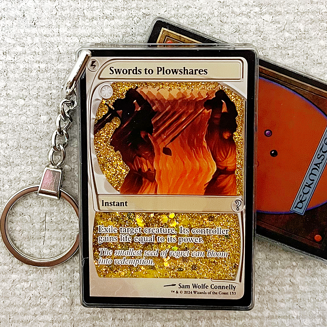 Swords to Plowshares Magic the Gathering Card Quicksand Keychain