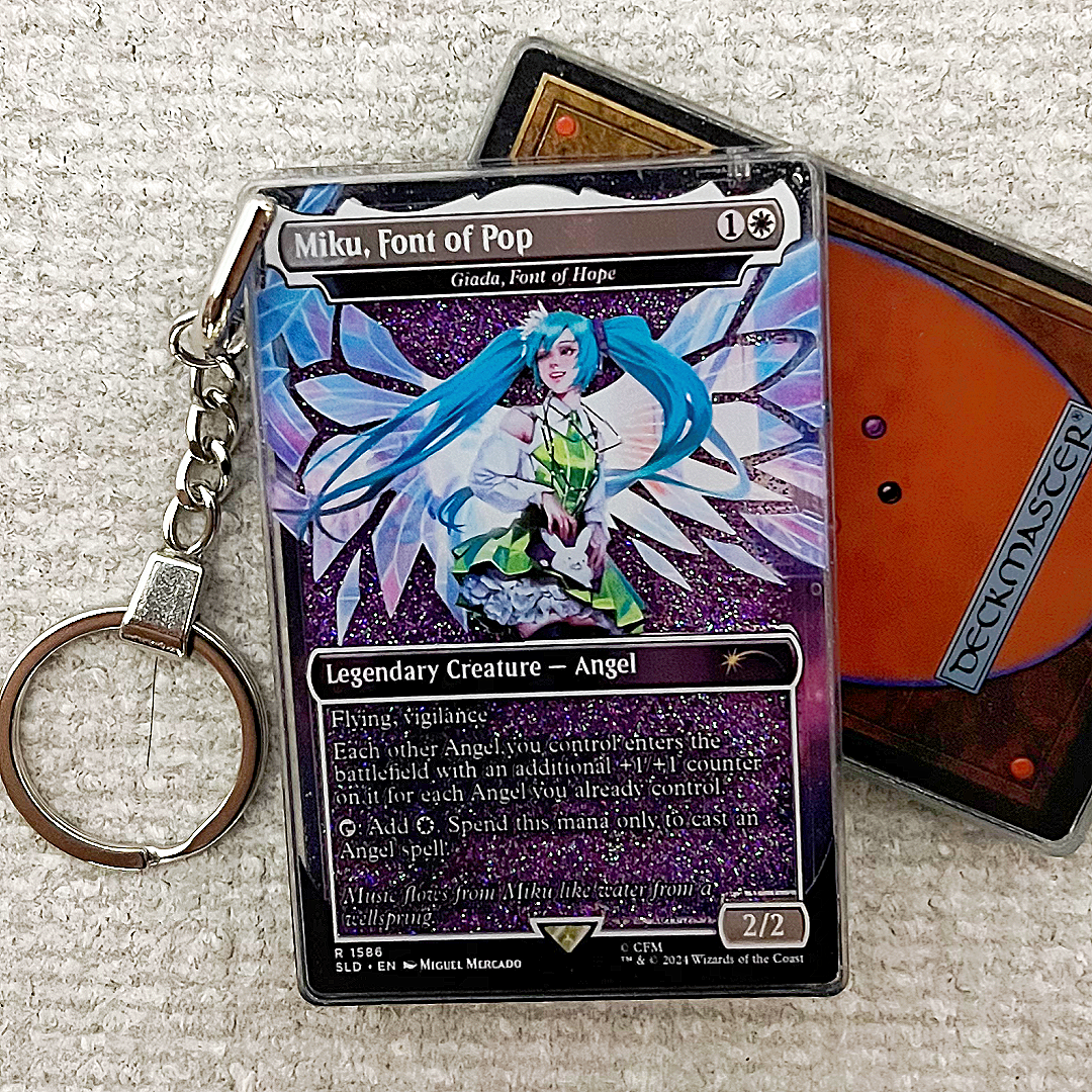 Miku, Font of Pop Magic the Gathering Card Quicksand Keychain