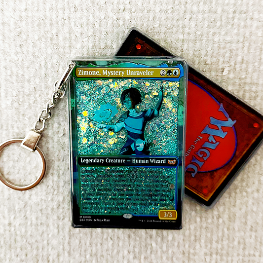 Zimone, Mystery Unraveler Magic the Gathering Card Quicksand Keychain