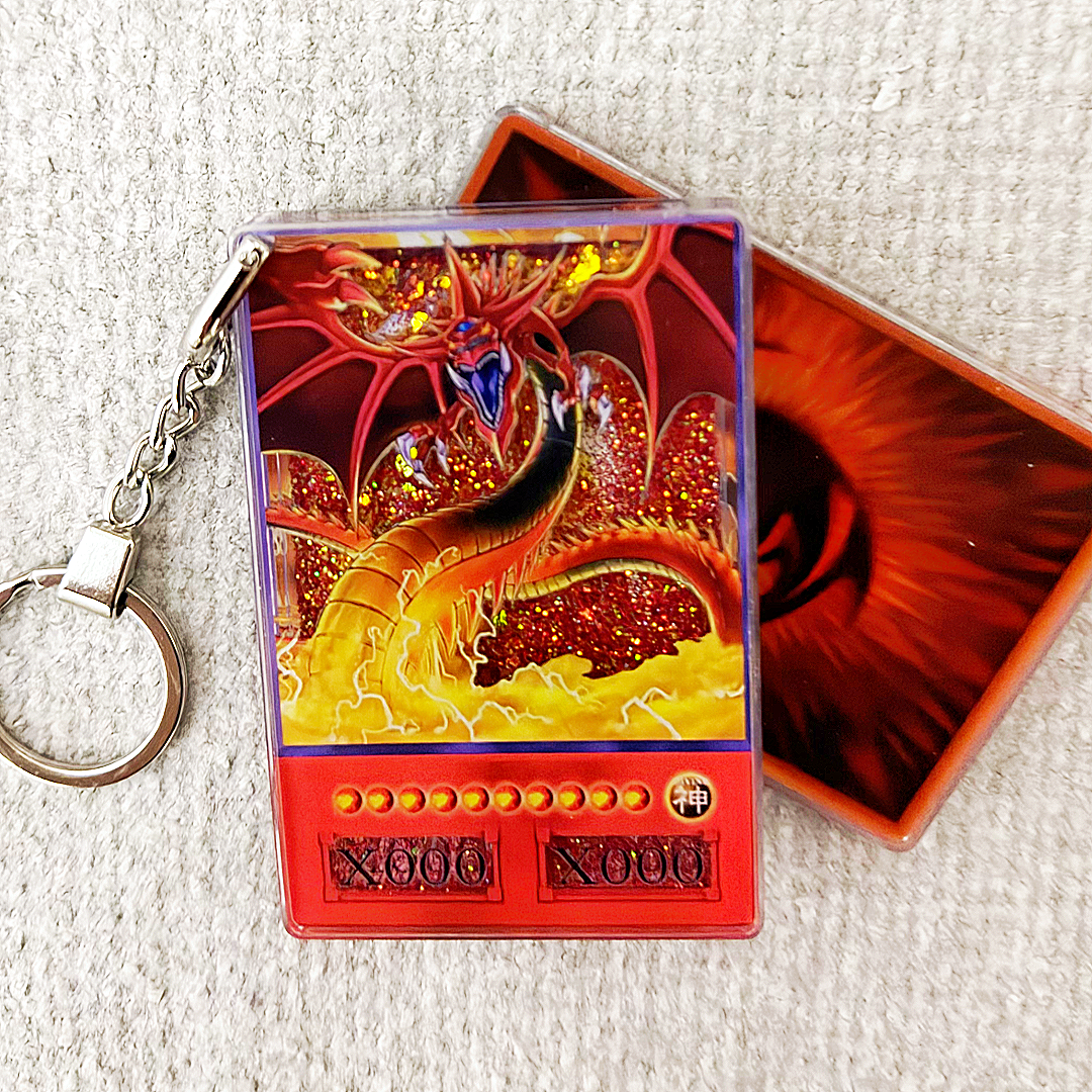 Slifer the Sky Dragon Anime Style Card Quicksand Keychain
