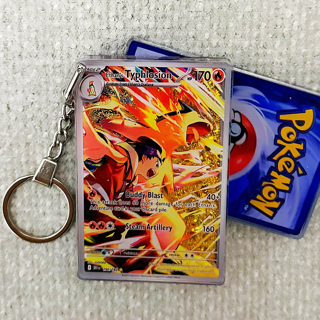 Ethans Typhlosion Card Quicksand Keychain