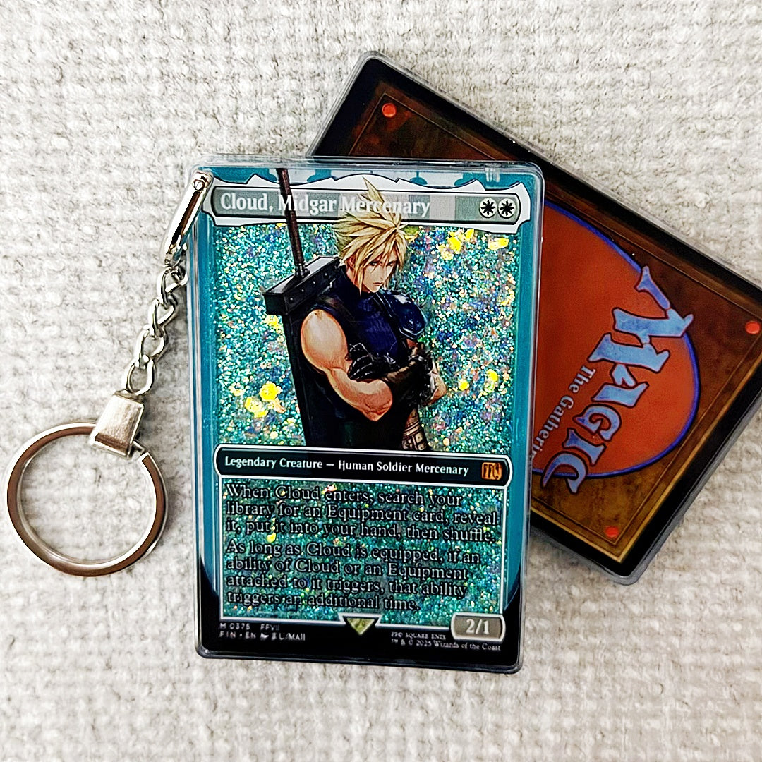 Cloud, Midgar Mercenary Card Quicksand Keychain