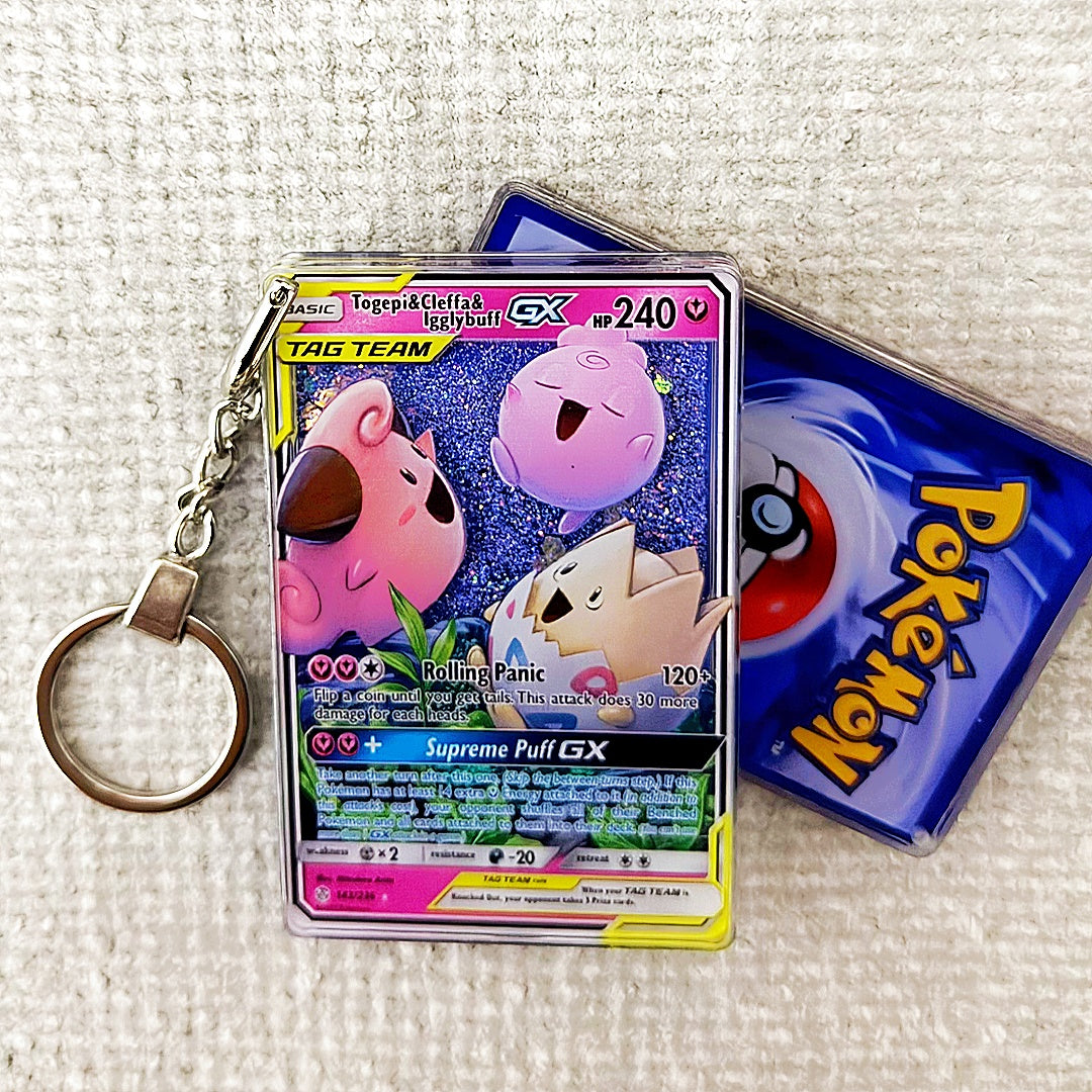 Togepi & Cleffa & Igglybuff GX Card Quicksand Keychain