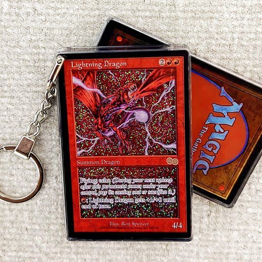 Lightning dragon Card Quicksand Keychain