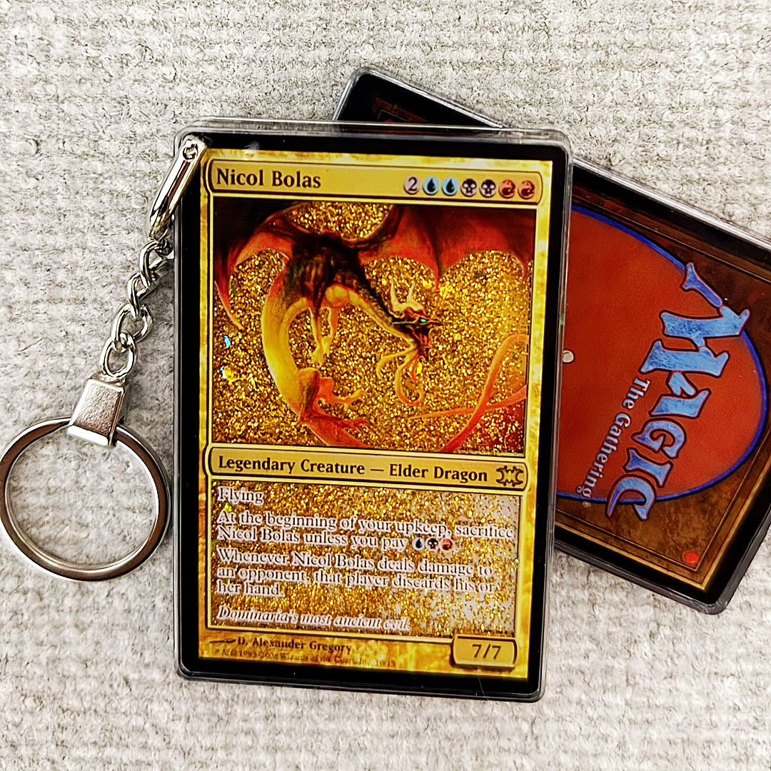 Nicol Bolas Card Quicksand Keychain