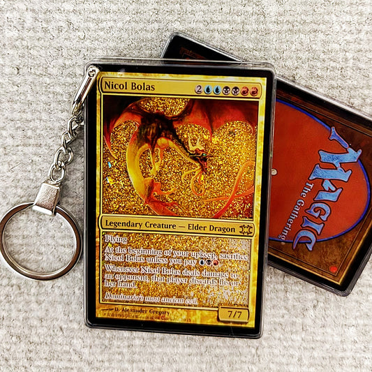 Nicol Bolas Card Quicksand Keychain