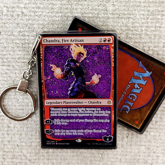 Chandra, Fire Artisan Card Quicksand Keychain