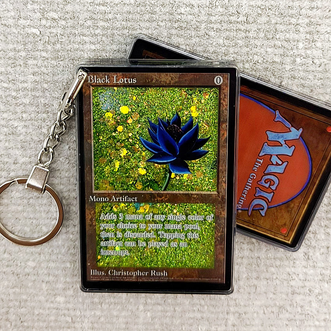 Black Lotus Card Quicksand Keychain