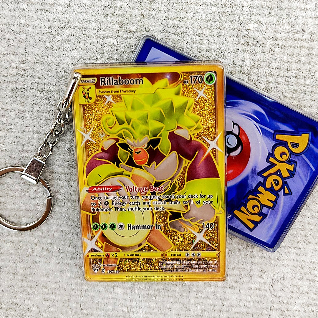 Rillaboom Card Quicksand Keychain