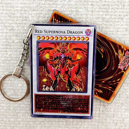 RED SUPERNOVA DRAGON Card Quicksand Keychain