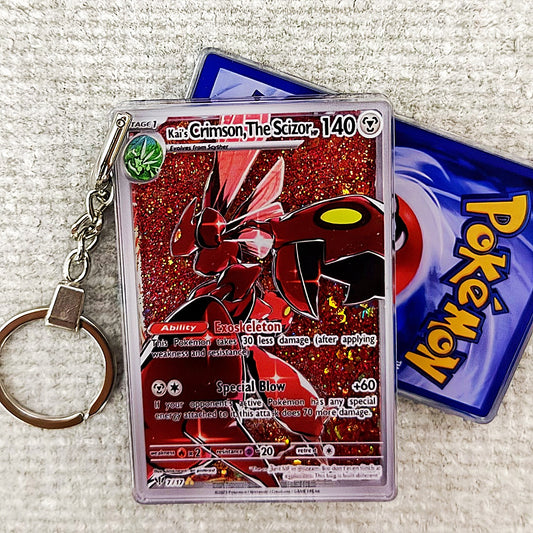 Kai's Crimson, The Scizor  Card Quicksand Keychain