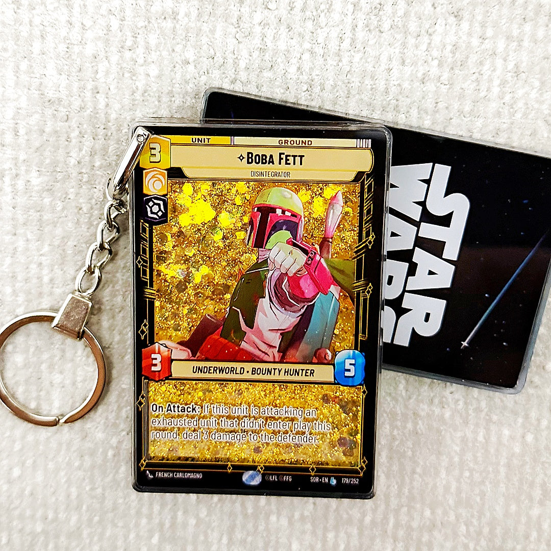BOBA FETT Star Wars Card Quicksand Keychain