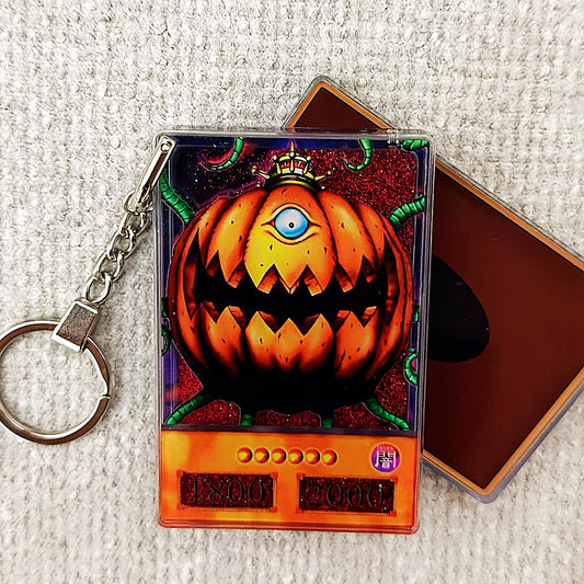 Pumpking the King of Ghosts Yu-Gi-Oh! Anime Style Card Quicksand Keychain