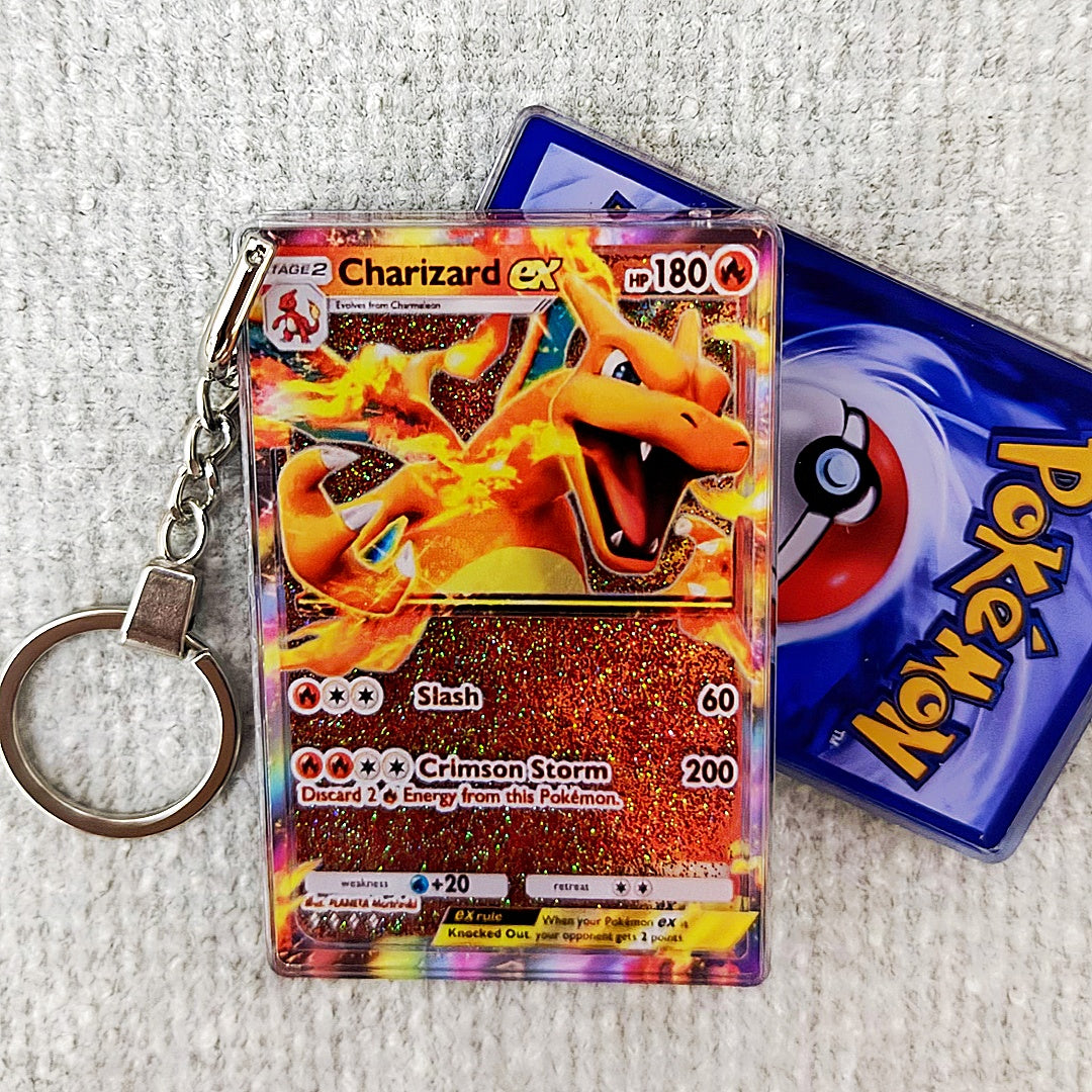 Charizard EX Card Quicksand Keychain