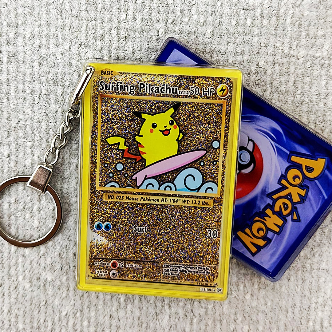 Surfing Card Quicksand Keychain