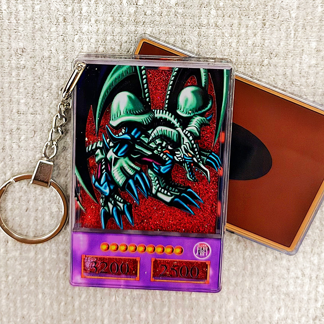 Black Skull Dragon Yu-Gi-Oh! Anime Style Card Quicksand Keychain