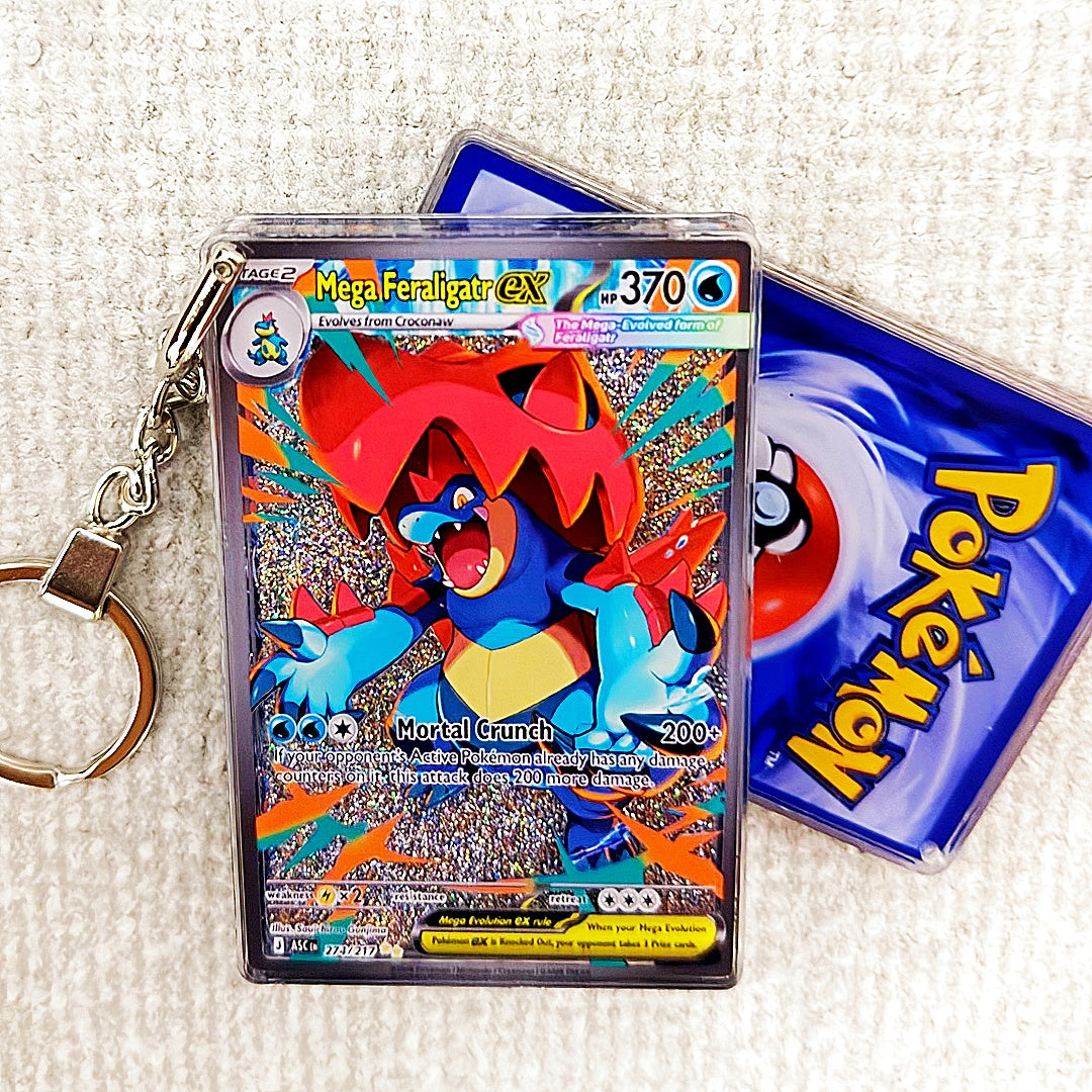 Mega Feraligatr EX Card Quicksand Keychain
