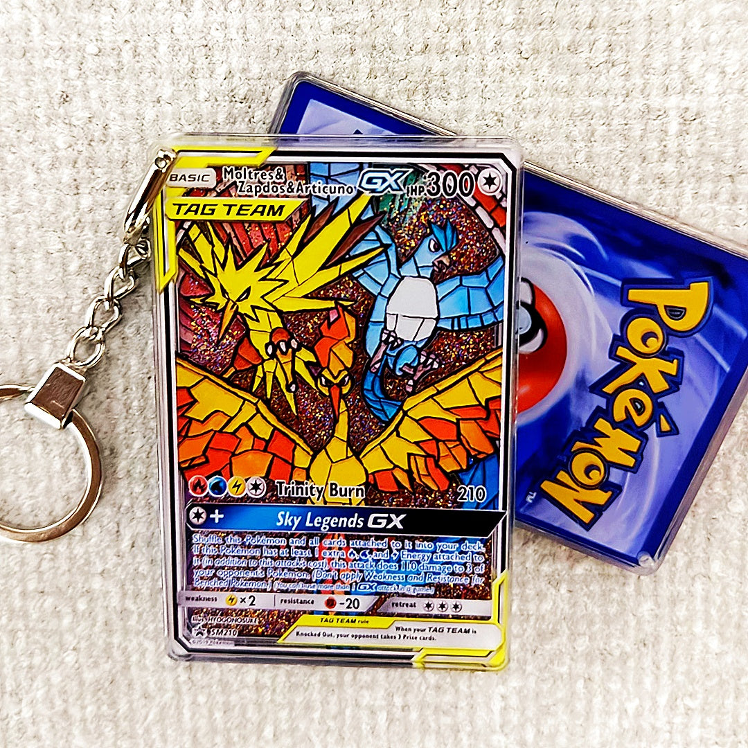 Moltres&Zapdos&Articuno GX Card Quicksand Keychain